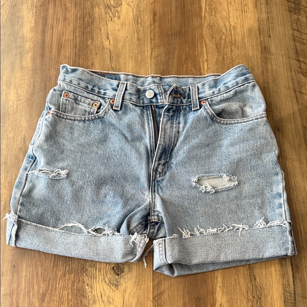 Levi's Classic Blue Ripped Jean Shorts